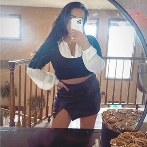 Black leather skirt